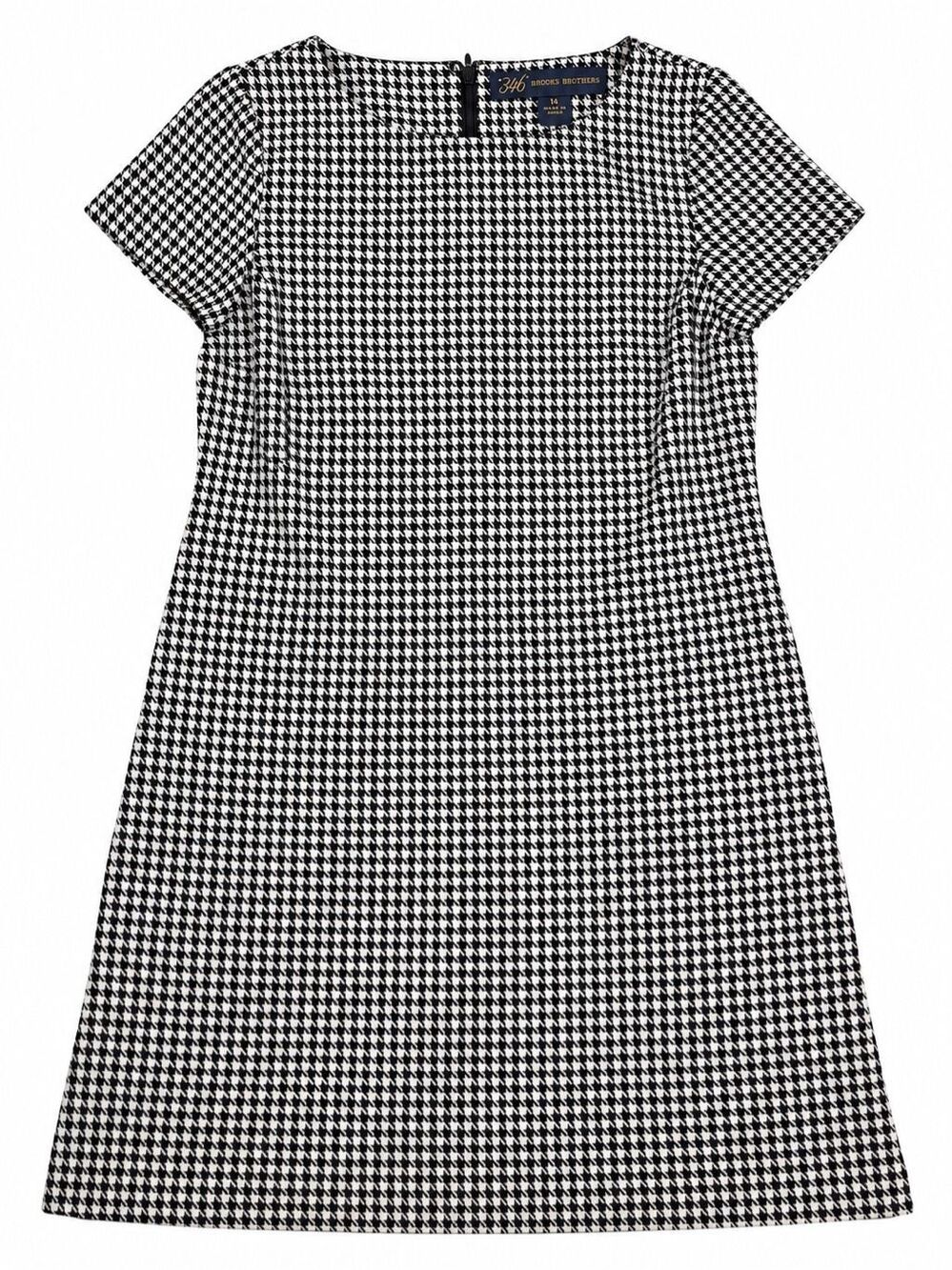 NWT 346 Brooks Brothers Black White Houndstooth Dress Size 14 new